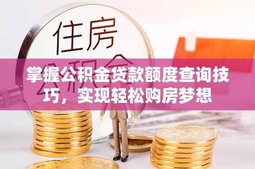 舟山新区掌握公积金贷款额度查询技巧，实现轻松购房梦想