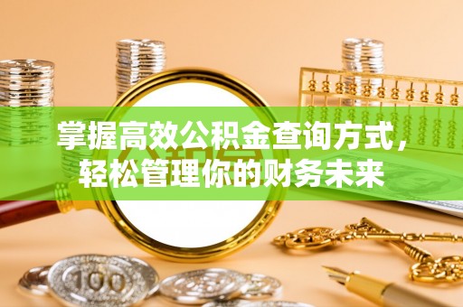 舟山新区掌握高效公积金查询方式，轻松管理你的财务未来