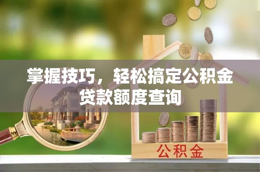 舟山新区掌握技巧，轻松搞定公积金贷款额度查询